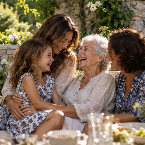 Several generations sharing a joyful family moment