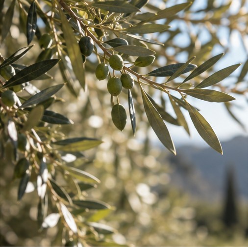 Olive branches in natural sunlight
